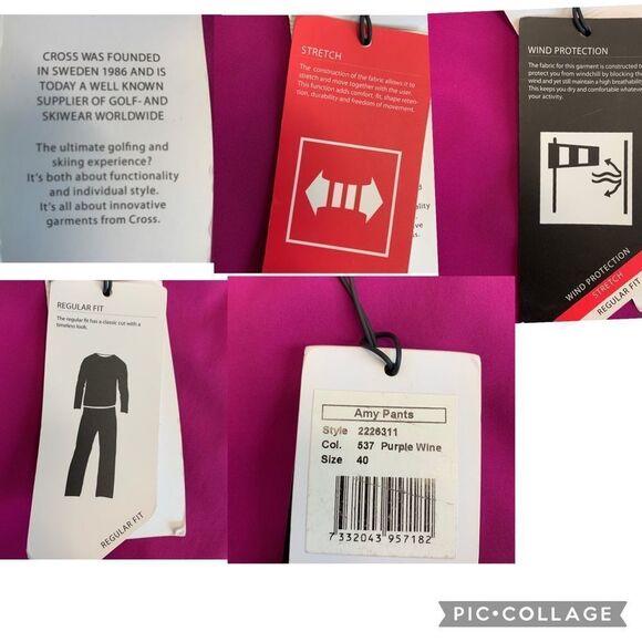 CROSS-SPORTSWEAR Amy Golf ski pants in purple wine Sz EU40/US10 NWT - Picture 4 of 11